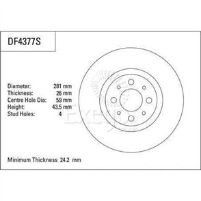Disc Brake Rotor 281mm x 24.2 Min