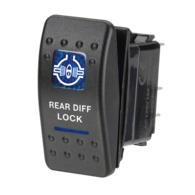 Sealed Rocker Switch Off/On SPDT 12V Blue Illuminated Rear Diff Lock S