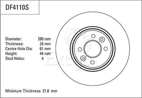 Disc Brake Rotor 280mm x 21.8 Min