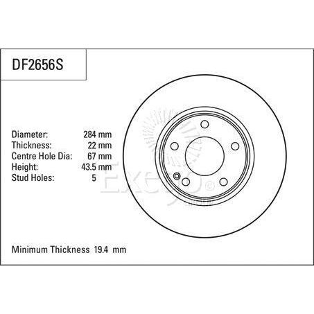 TRW Disc Brake Rotor 284mm x 19.4 min
