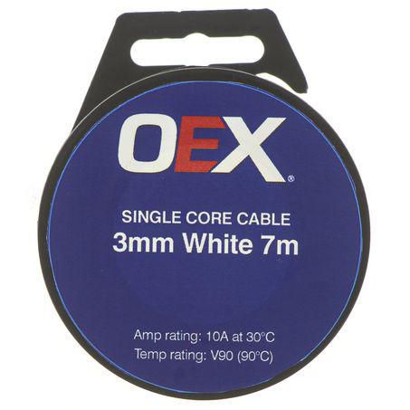 OEX 3mm Single Core Auto Cable White 7M Roll