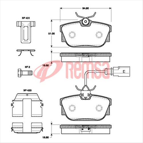 Remsa REAR DISC BRAKE PADS - VW TRANSPORTER T4 90-