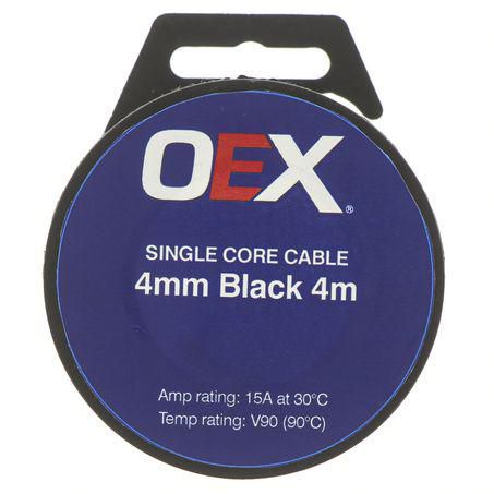 OEX 4mm Single Core Automotive Cable Black 4M Roll