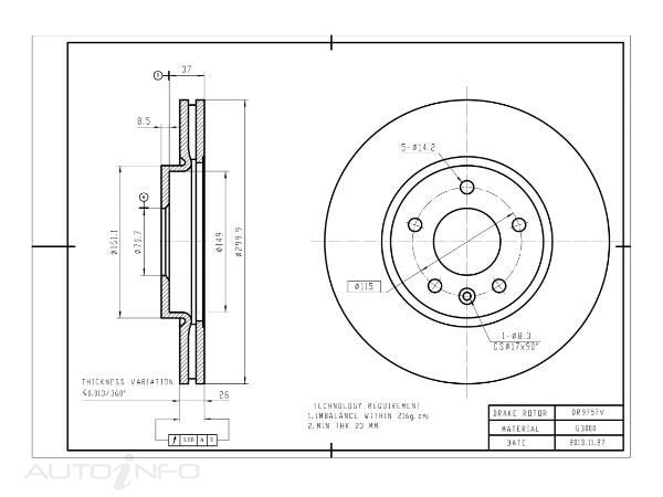 BRAKE DISC FRONT HOLDEN/OPEL 300mm DR9757V