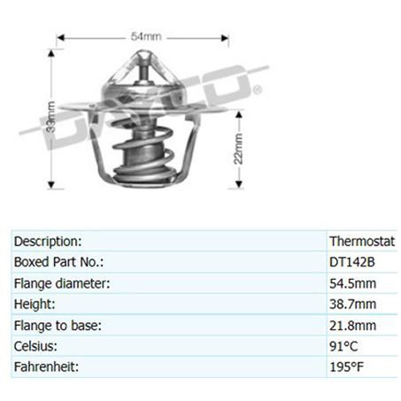 DAYCO THERMOSTAT 54MM 91 DEGREES C - 195 DEGREES F DT142B