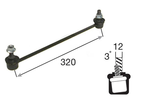FRONT RH SWAY BAR LINK HONDA GD# 320mm L M12 ENDS OFFSET - 12Q023