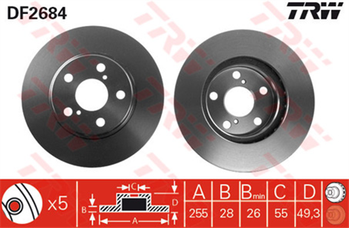 TRW Brake Rotor 255Mm X 26 Min