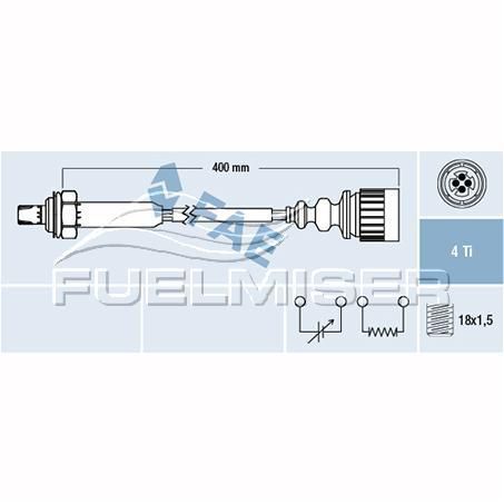 FUELMISER OXYGEN SENSOR DIRECT FIT 4 WIRE 400MM CABLE