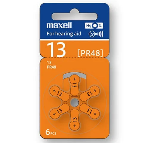Maxell ZA13 Hearing Aid Battery 6-Pack – Long-Lasting Zinc-Air 1.45V Cells