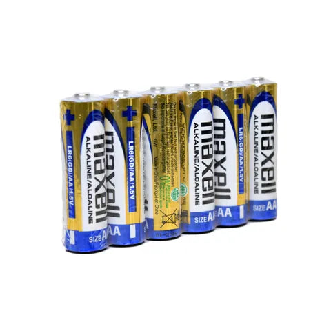 Maxell AA Size Alkaline Battery 6-Pack – Shrink Wrap Bulk Pack for Toys, Electronics & Household Devices