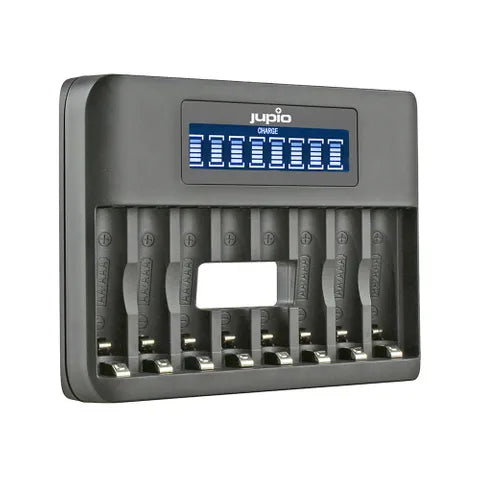 JUPIO 8-SLOT FAST LCD CHARGER FOR AA & AAA RECHARGEABLE BATTERIES