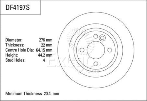 TRW Disc Brake Rotor 275.8mm x 20.4 Min