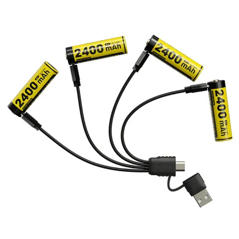NITECORE 2400mAh AA Li-Ion Rechargeable Batteries – 1.5V, 4-Pack Kit