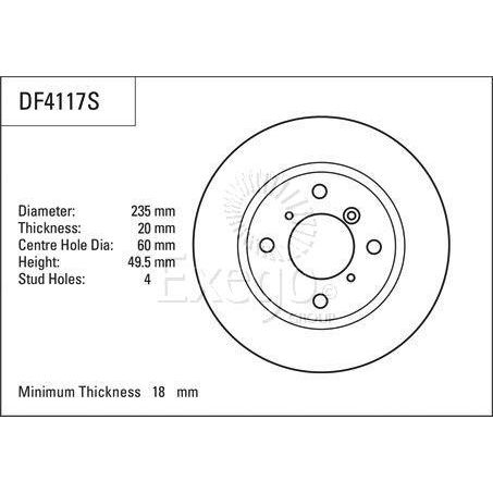 TRW Disc Brake Rotor 235mm x 18 Min
