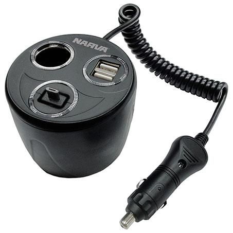 Narva POWER CUP ADAPTOR / TWIN USB / MICRO USB / SPIRAL LEAD