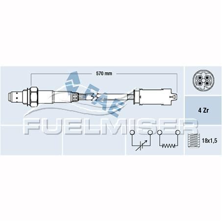 FUELMISER OXYGEN SENSOR DIRECT FIT 4 WIRE 570MM CABLE