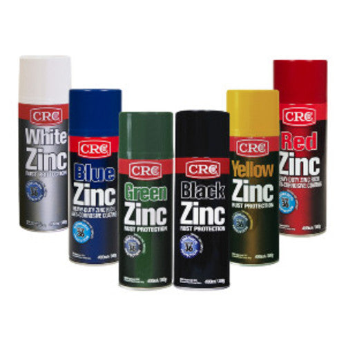 CRC Coloured Zinc - (Black, White, Green etc) White Aerosol 400 ml
