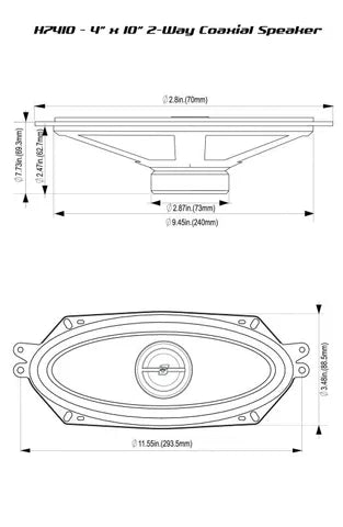 Cerwin-Vega HED-410 4"x10" 2-Way Coaxial Car Speakers | 320W Pair
