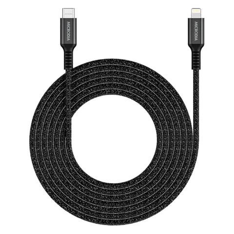 MICRODIA Execable Tweed PD60W USB-C to Lightning Cable – 2.6m, Charcoal