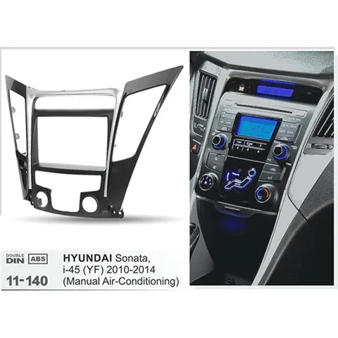 Hyundai Sonata/I45 Double DIN Dash Kit (2010-2014) | Black & Silver for Manual Air Con
