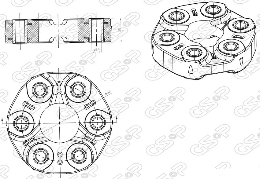 DRIVESHAFT COUPLING BMW E81 82-88 F20 E90 F30 F35 96mmPCD - 510596