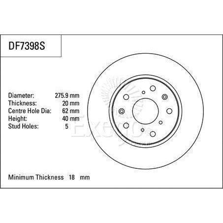TRW Disc Brake Rotor 275.9mm x 18 Min