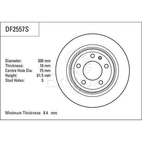 TRW Disc Brake Rotor Solid 300mm x 8.4 min