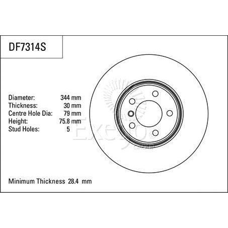 TRW Disc Brake Rotor 344mm x 28.4 min