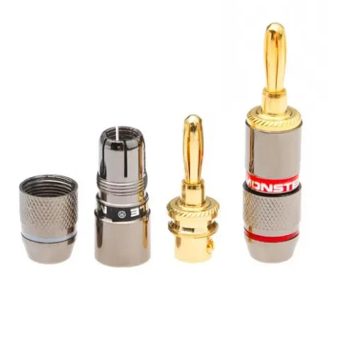 4mm Gold-Plated Banana Plugs (Pair) | Solderless Speaker Cable Connectors