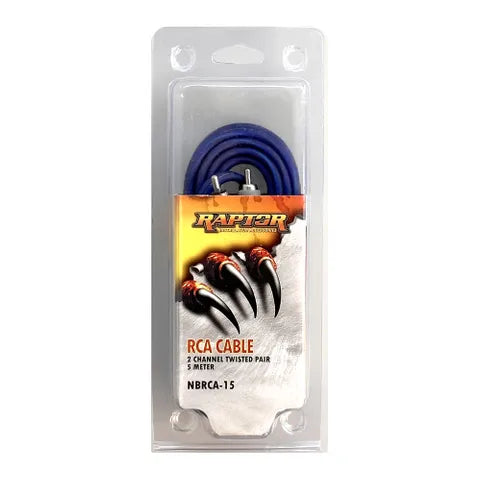 Neon Blue RCA Cable | 4.57m (15ft) | 2-Channel (2 RCA to 2 RCA)