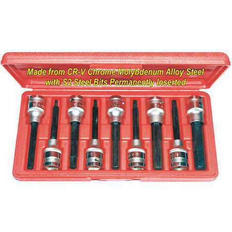 T & E TOOLS T&E 9 Piece Metric In-Hex 1/2 inch Socket Set Long Series 94109