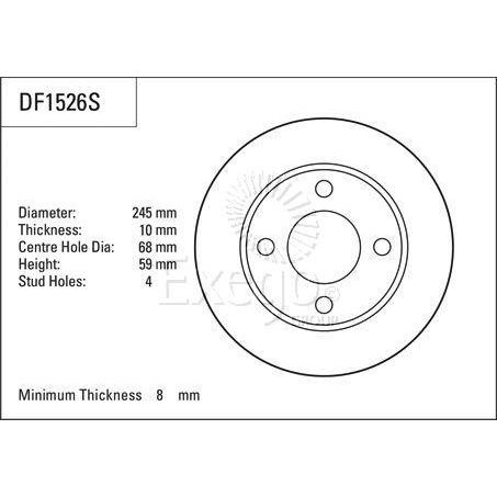 TRW Disc Brake Rotor 245mm x 8min