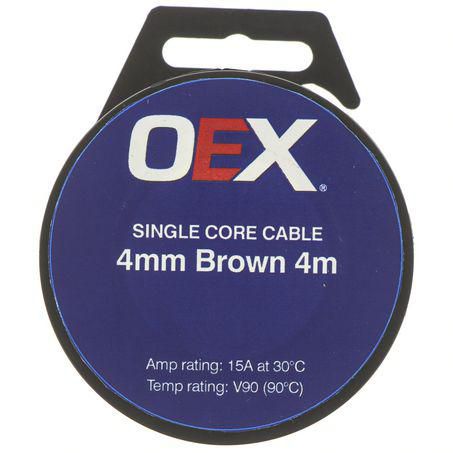 OEX 4mm Single Core Automotive Cable Brown 4m Roll