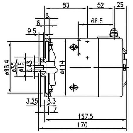 Mahle DC Motor 24V 2.2kW CW - Female Slot Drive Shaft MM168