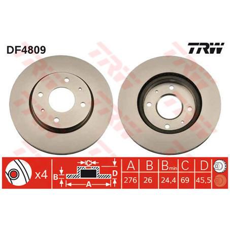 TRW Disc Brake Rotor 276mm x 24.4 Min