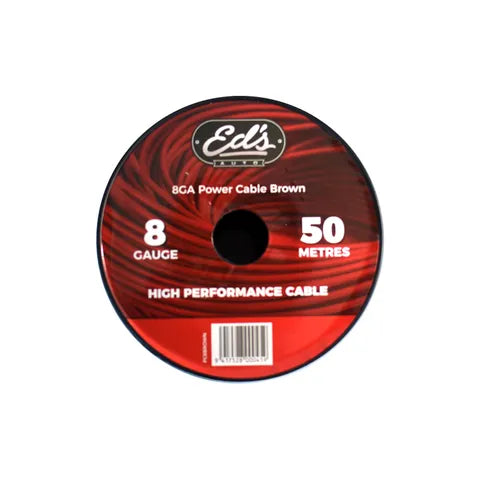 EDS EBP-08-50M 8 Gauge (8.35mm²) CCA Power Cable | Frosted Brown | 50 Metre Roll