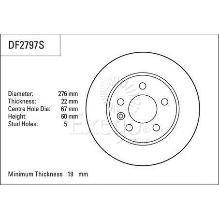 TRW Disc Brake Rotor 276mm x 19 Min
