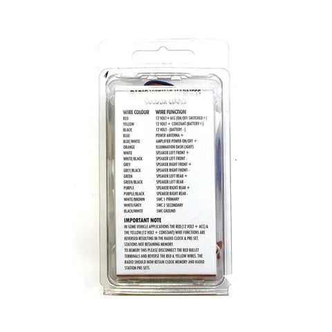 CAR STEREO HARNESS FOR HYUNDAI & KIA 2010 ON AND SSANGYONG TIVOLI 2015 ON TO ISO PLUGS.
