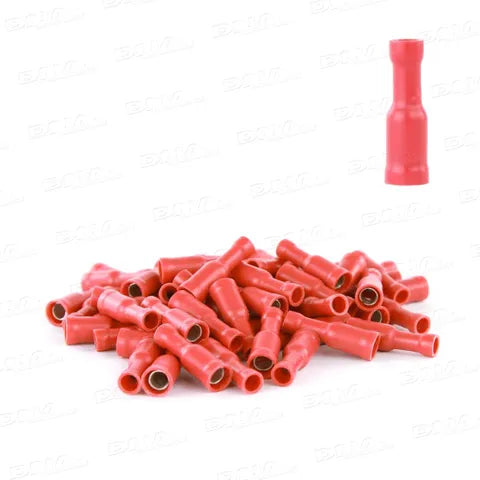 Red Insulated Female Bullet Terminals | 4mm (0.15") | 100-Pack