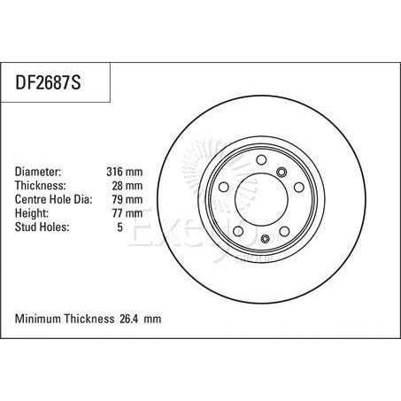 TRW Disc Brake Rotor 316mm x 26.4 min