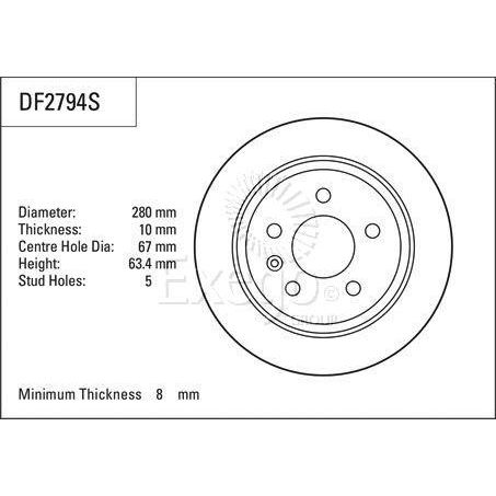 TRW Disc Brake Rotor 280mm x 8 Min