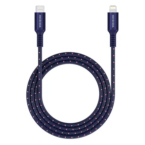 MICRODIA ExeCable™ Tweed PD60W 1.3M USB-C to Lightning Cable – Navy Design