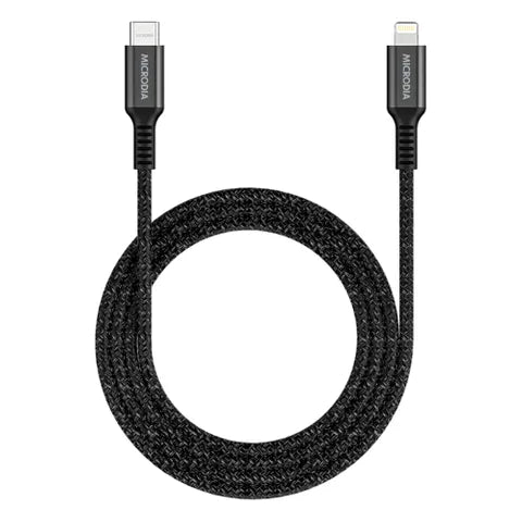 MICRODIA ExeCable™ Tweed PD60W 1.3M USB-C to Lightning Cable – Charcoal, Fast Charging & Data Transfer