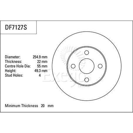 TRW Disc Brake Rotor 255mm x 20 Min