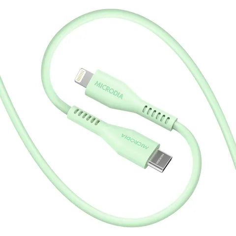 MICRODIA FruityWire™ Liquid Silicon PD60W 1.3M USB-C to Lightning Cable – Mint, Fast Charging & Data Sync