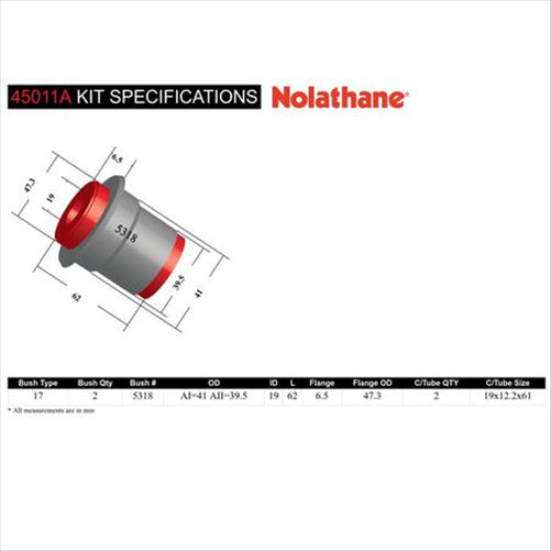 Nolathane FRONT LOWER CONTROL ARM INNER BUSHING KIT 45011A
