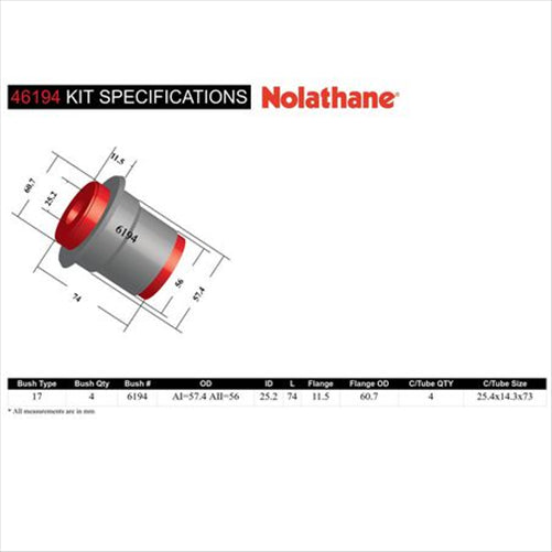 Nolathane FRONT LOWER TRAILING ARM BUSHING KIT 46194