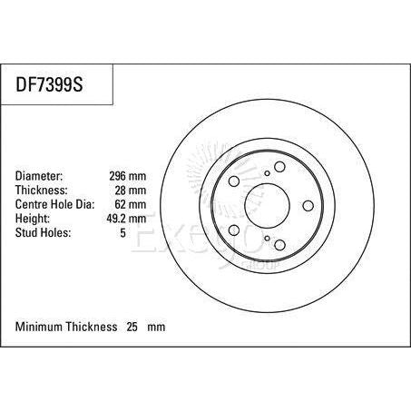 TRW Disc Brake Rotor 296mm x 25 Min