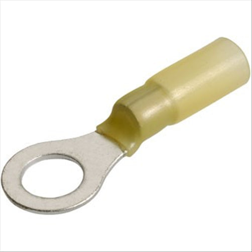 Narva Crimp Terminal Ring Yellow ID 8.4mm Heat Shrinkable 50 Pce