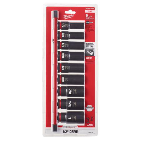 Milwaukee 9 Pc 1/2in Dr Deep Impact Socket Set - SAE 49667022